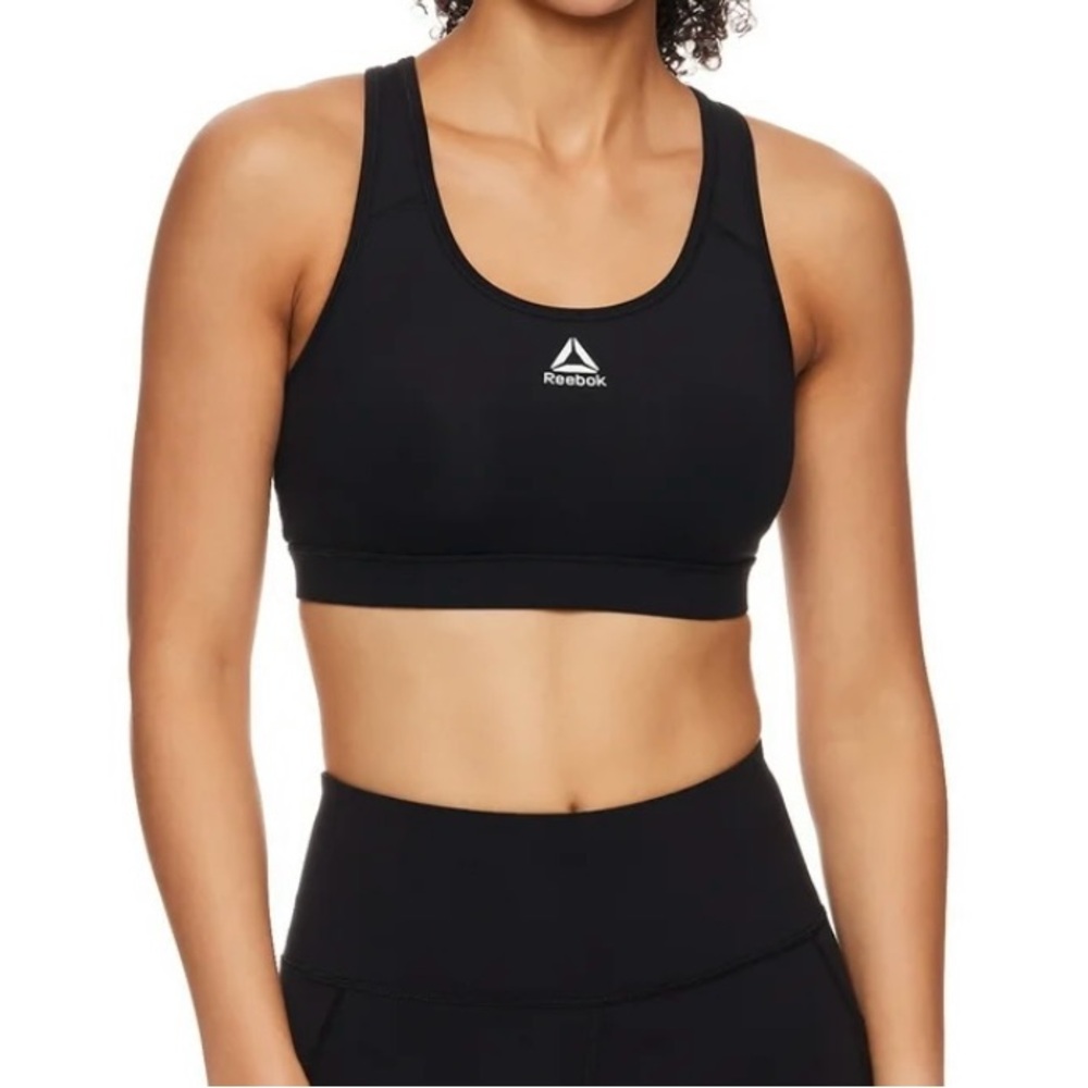Reebok Black Sports Bra Racerback Medium Support